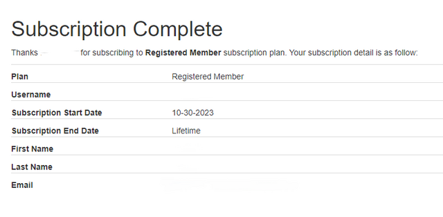 Subscription complete message